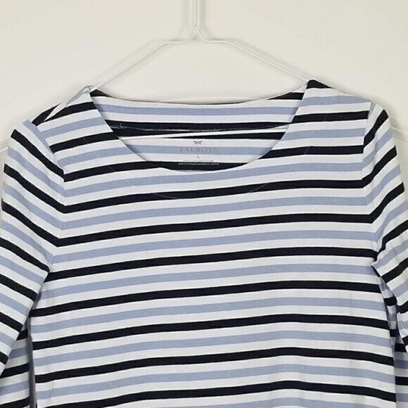TALBOTS Preppy Striped Maritime 3/4 Sleeve Top - Picture 3 of 6